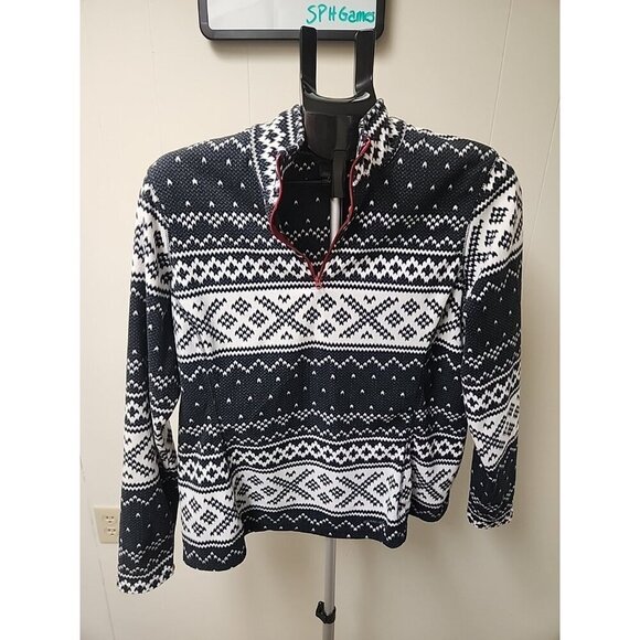 eddie bauer womens size L black fleece jacket half zip pullover native - Picture 2 of 10